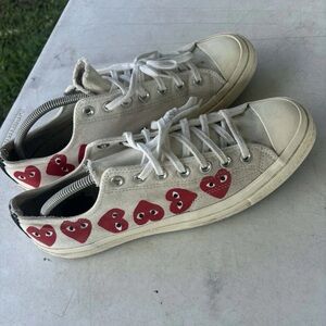 Converse Chuck Taylor x CDG Play Mens 11 Shoe Multi Hearts Off White Low Sneaker